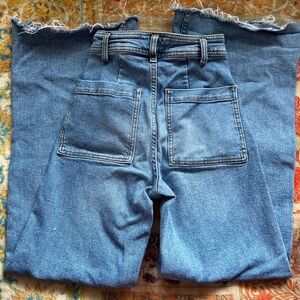 High waisted wide leg ZARA light blue denim jeans